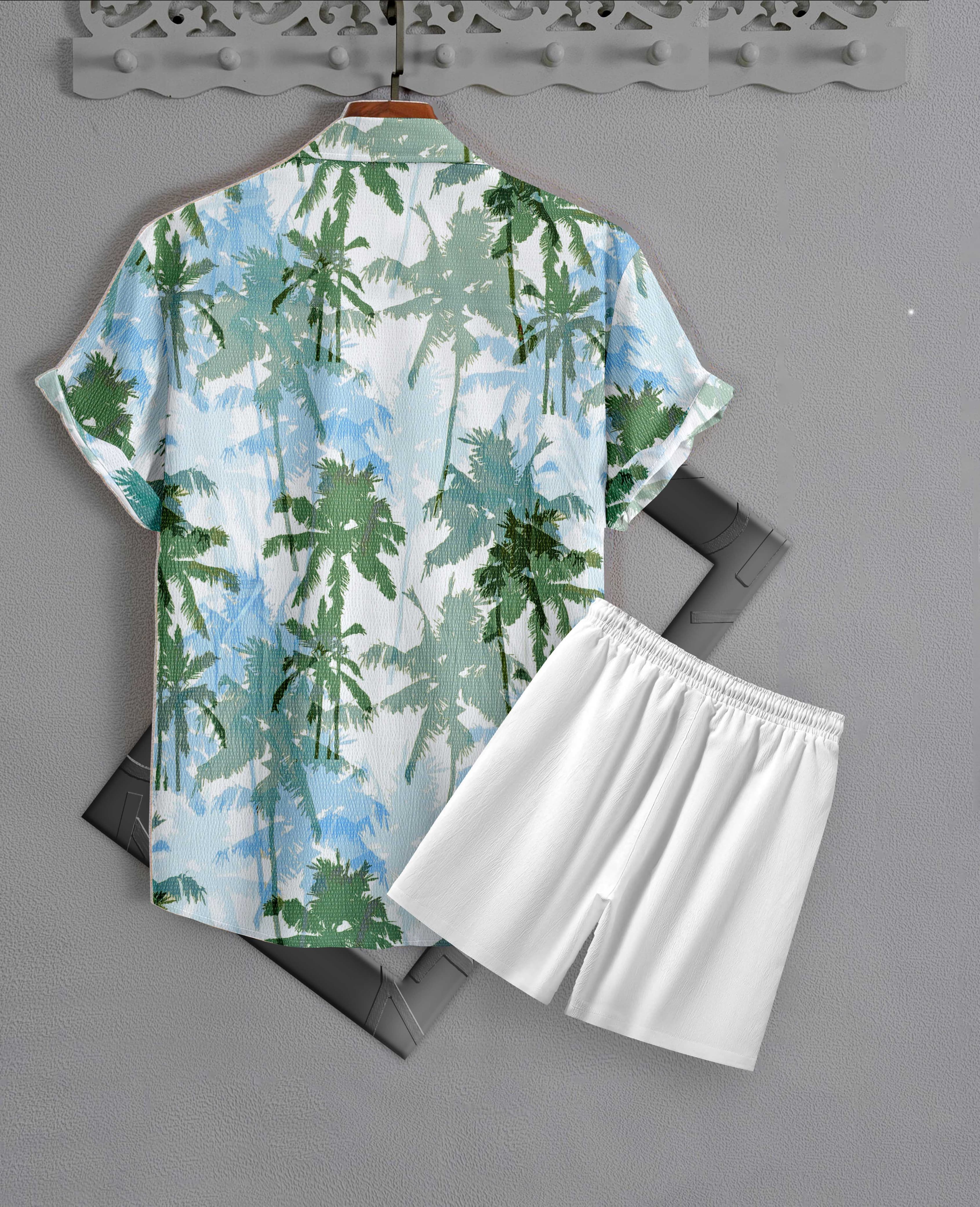 Men’s Palm Paradise Printed Night Suit – Half Sleeve & Shorts